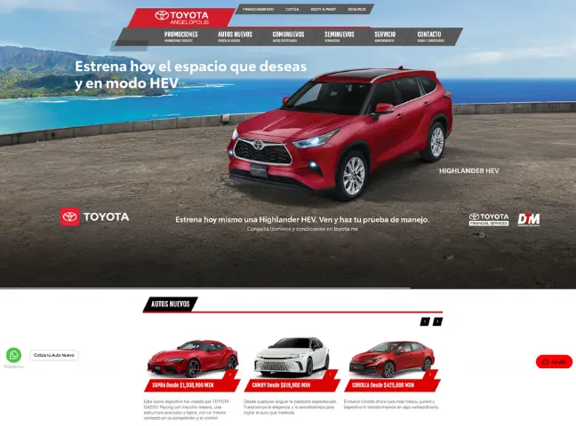 Página web TOYOTA desarrollada por Top Web